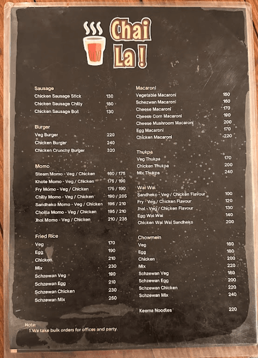 Chai La menu 3