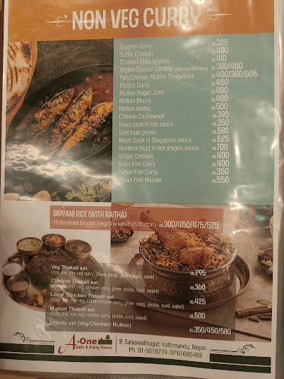 A One Cafe and Party Venue, Saraswatinagar menu 3