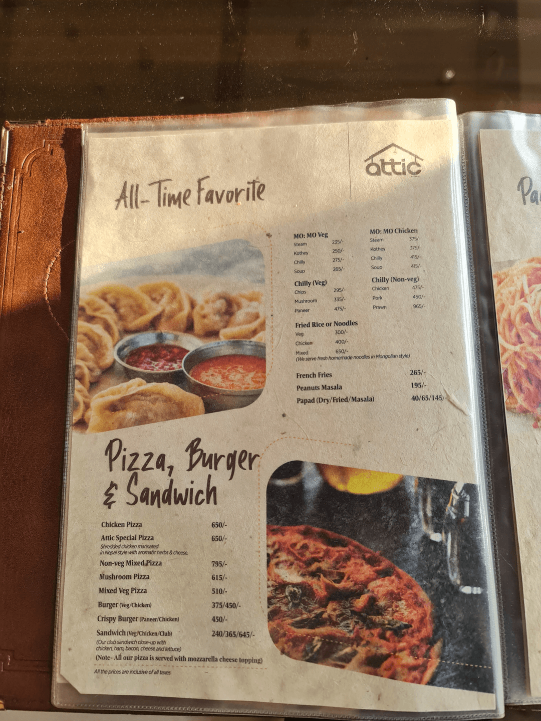Attic menu 3