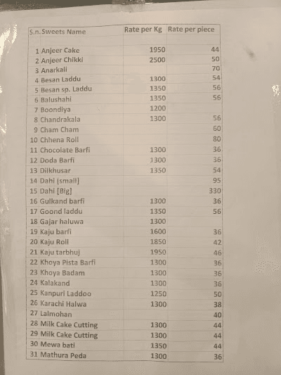 ANGAN Sweets Lazimpat - Aakash Foods_menu_0