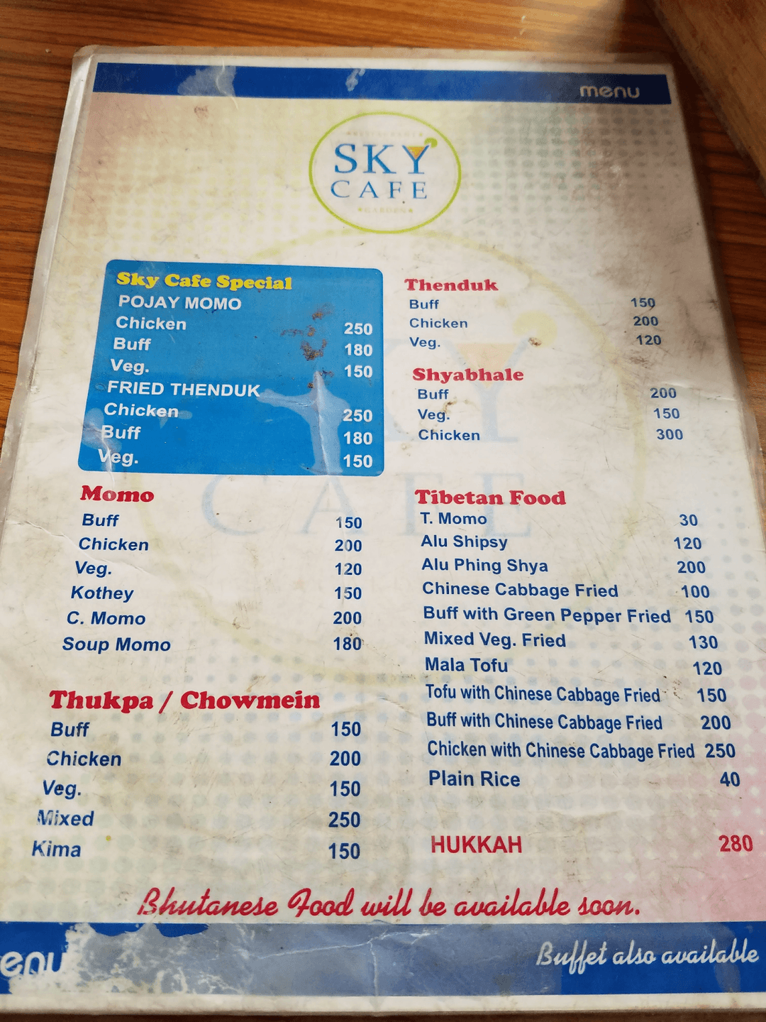 Sky Cafe Boudha menu 3