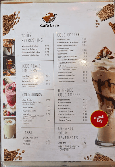 Cafe' Lava menu 1