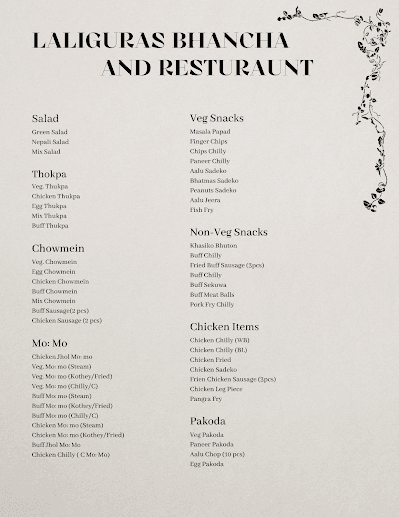 Laliguras Bhancha Ghar And Resturant menu 1