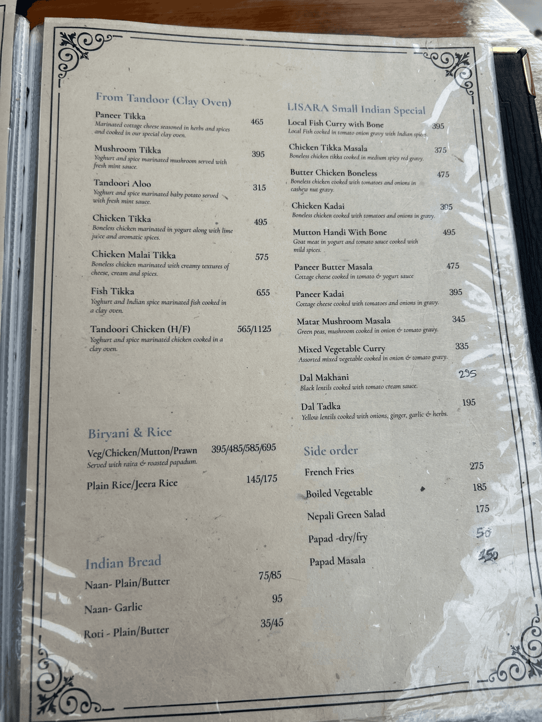 Lisara Restaurant menu 1