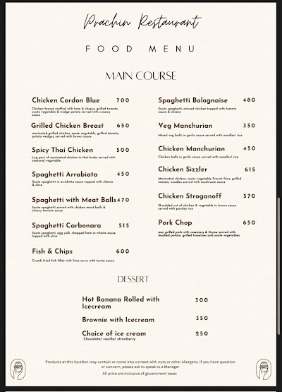 Prachin Restaurant menu 3