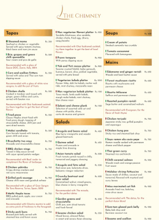 The Chimney Restaurant menu 3