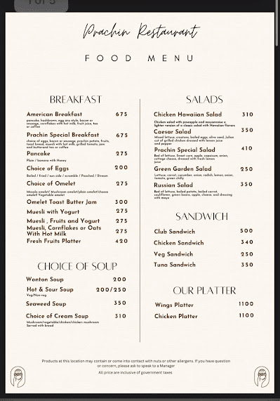 Prachin Restaurant menu 4
