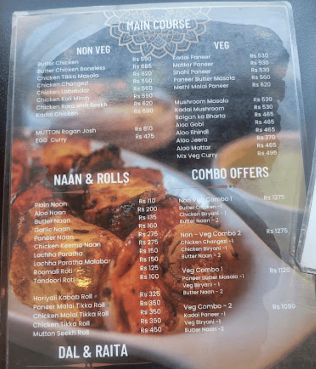 Roomali Ghar menu 2
