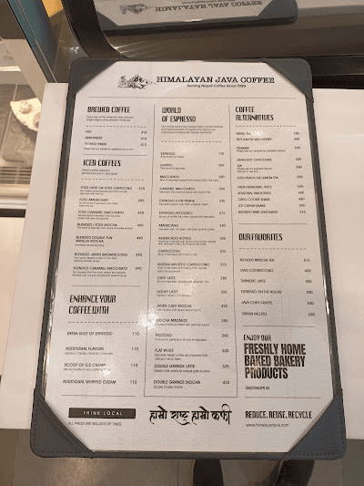 Himalayan Java Coffee - TIA Arrival Hall menu 1