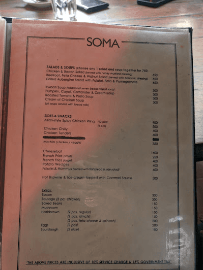 Cafe Soma menu 2