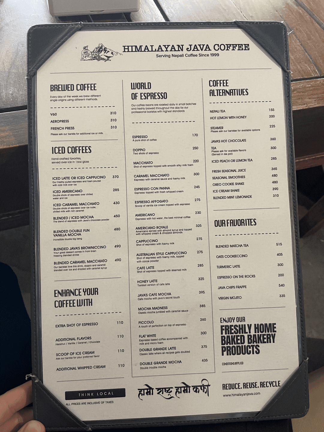 Himalayan Java - Boudhha menu 1