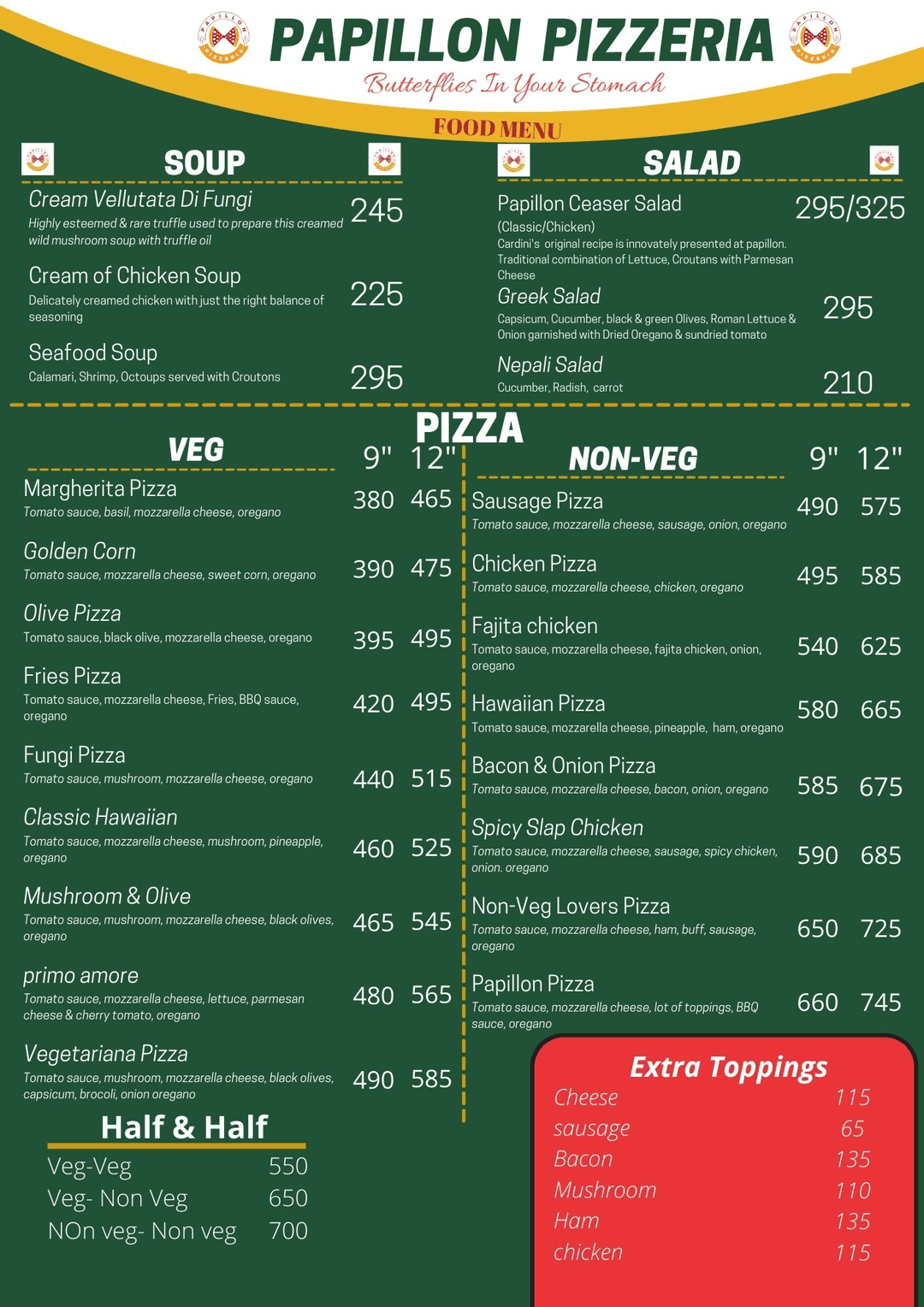Papillon Pizzeria menu 4