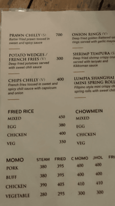 Sky park restaurant and cafe menu 2