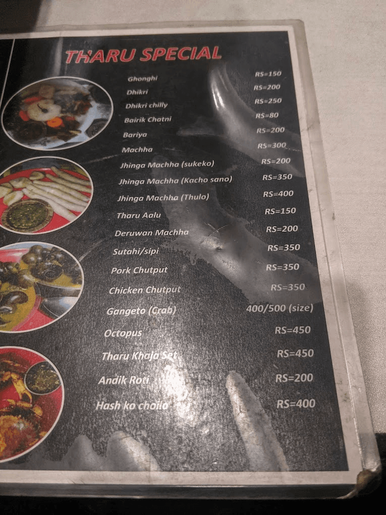 Barghar THARU restaurant Tusal menu 2