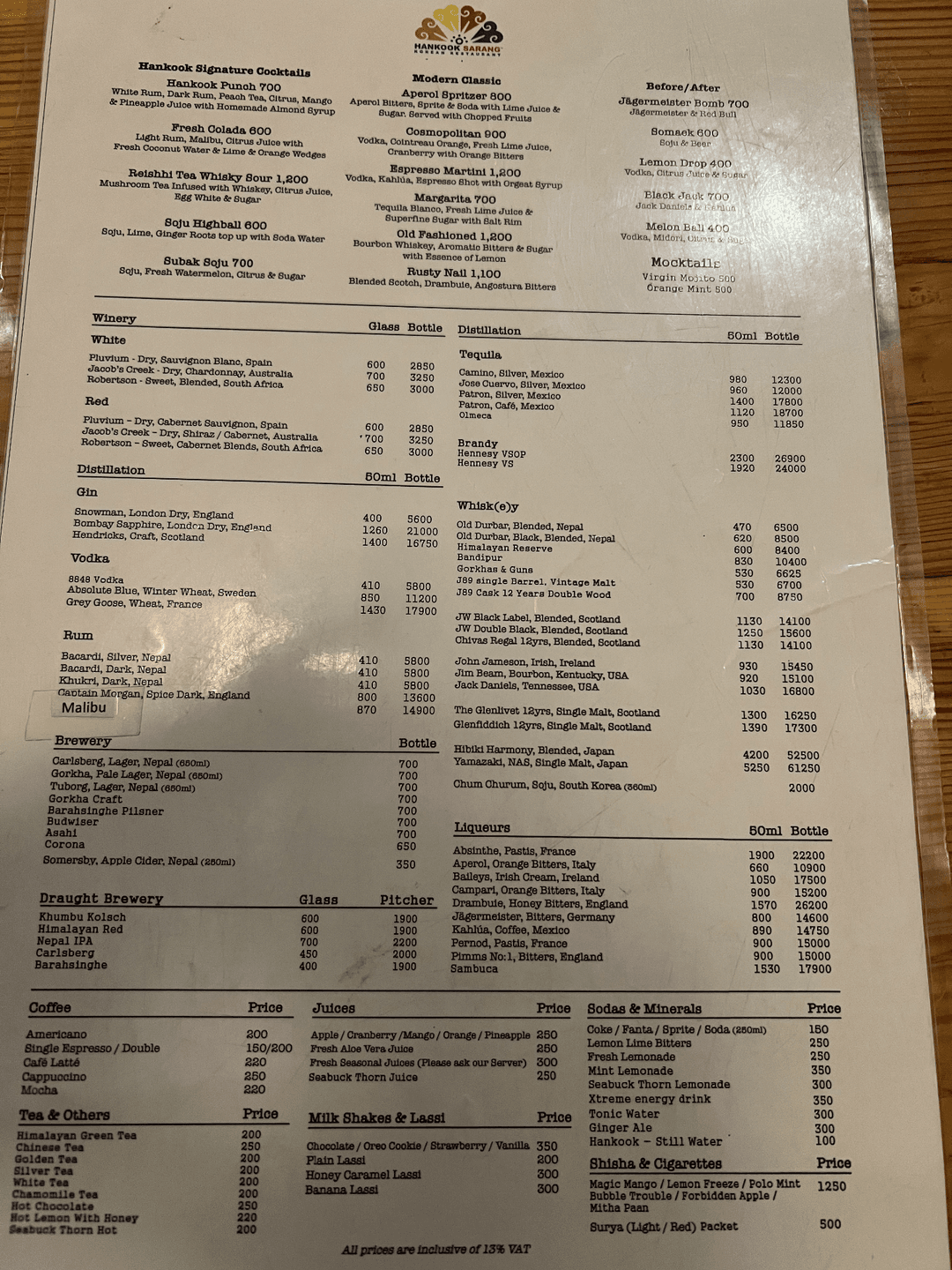 Kathmandu Hankook Sarang Korean Restaurant menu 1