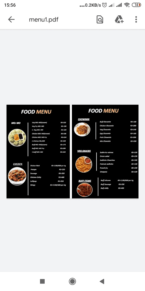 Barghar THARU restaurant Tusal menu 1