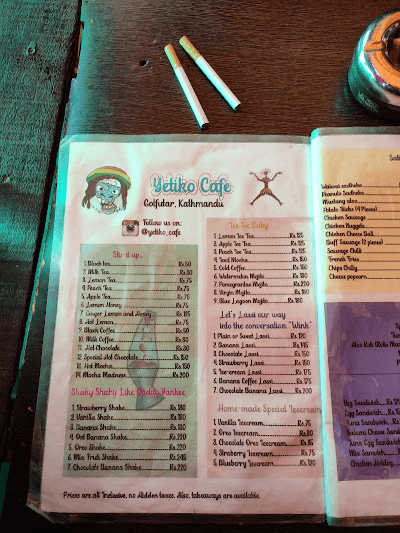 Yetiko Cafe menu 1