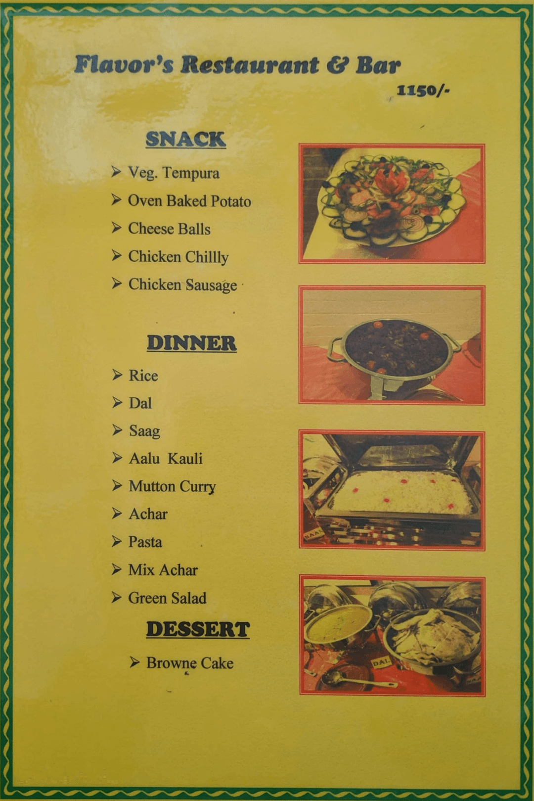 Flavor’s Cafe’ menu 1