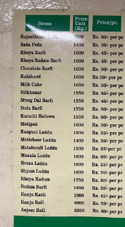 Tip Top Sweets menu 1