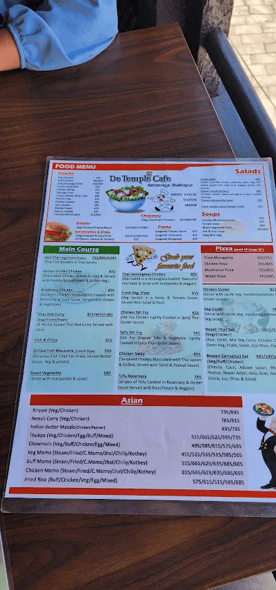 De Temple Cafe menu 1