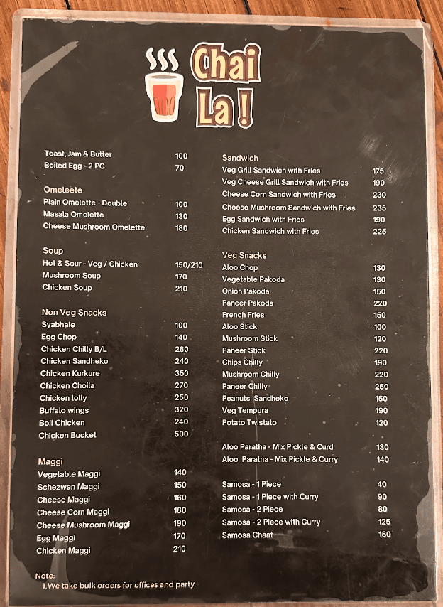 Chai La menu 2