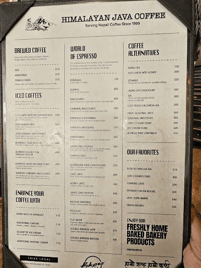 Bikers Cafe (Himalayan Java )- Naxal menu 1