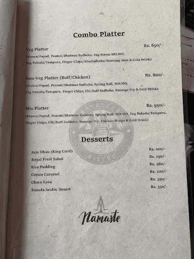 Travellers Bistro menu 1