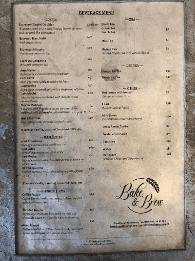 Bake & Brew menu 2