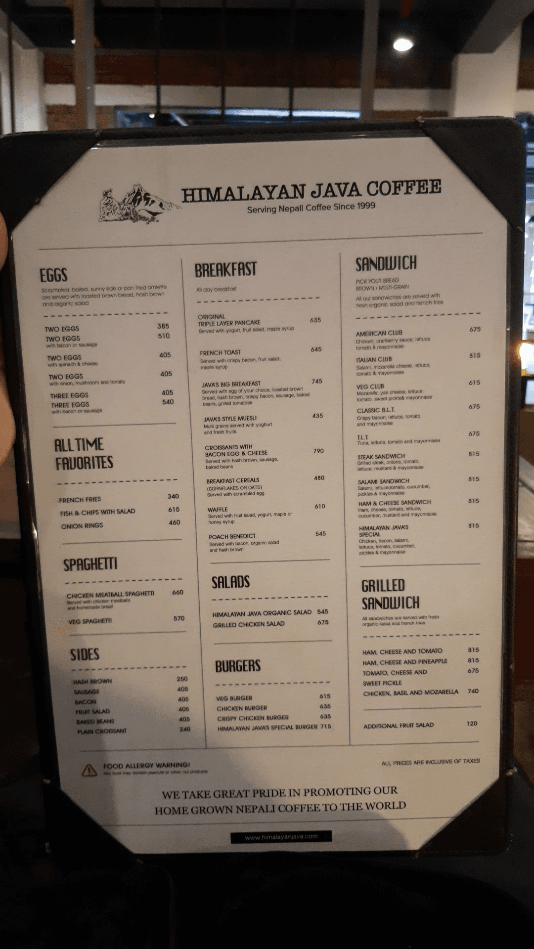 Himalayan Java - Boudhha menu 2