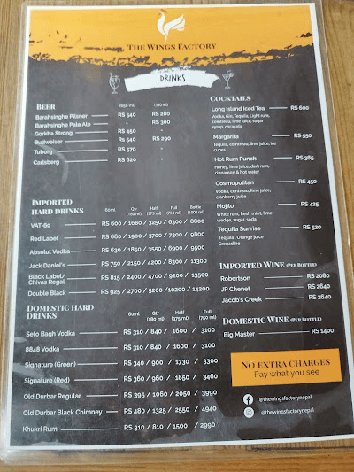 The Wings Factory, Radhe Radhe_menu_6