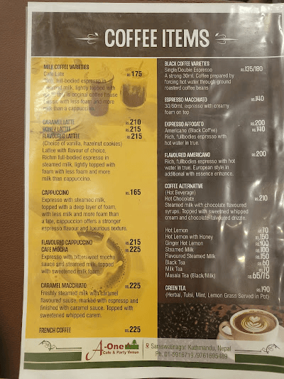 A One Cafe and Party Venue, Saraswatinagar menu 4