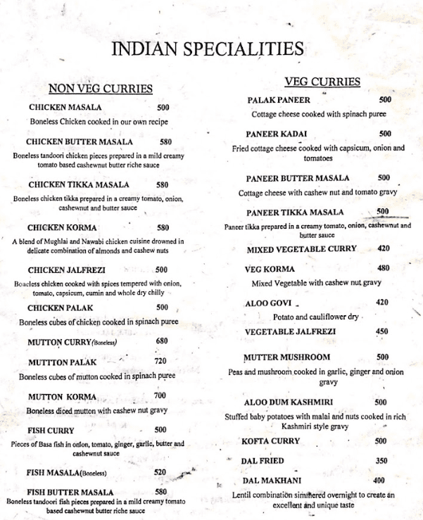 Steaks and Sizzlers by Momo Mazza menu 1