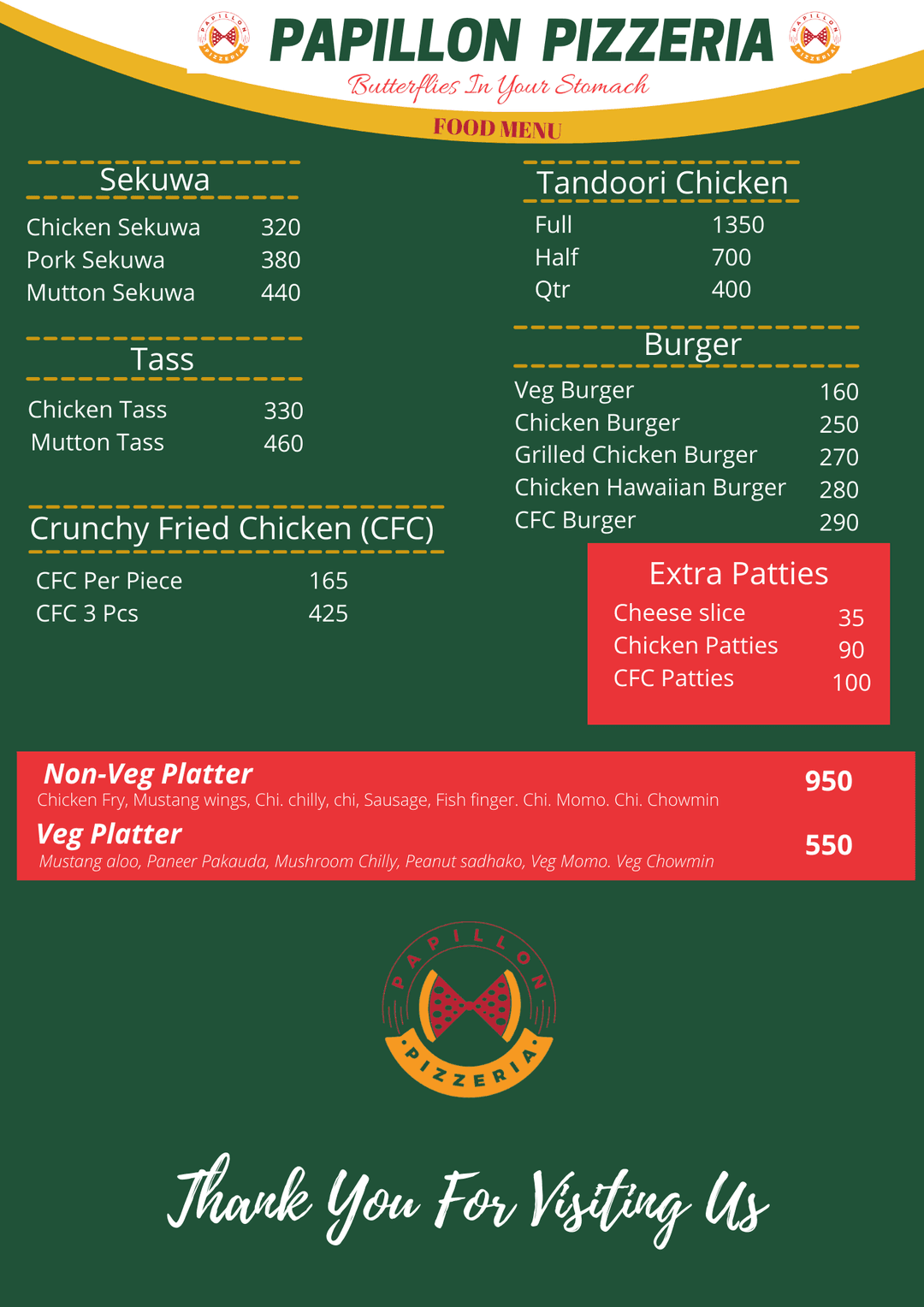 Papillon Pizzeria menu 3
