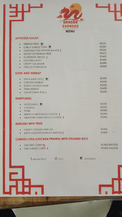Dragon Express Asian Eatery menu 1