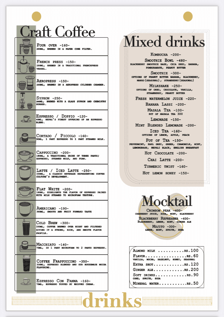 Kairos Cafe menu 1