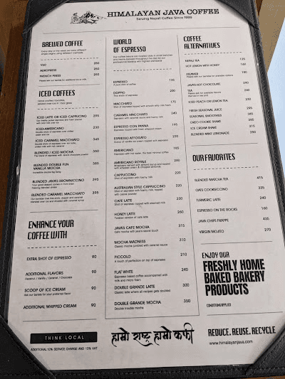 Himalayan Java Coffee - Airport_menu_0