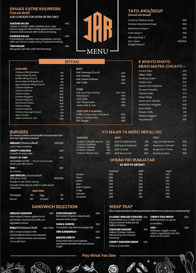 JAR - Just Another Restaurant menu 2