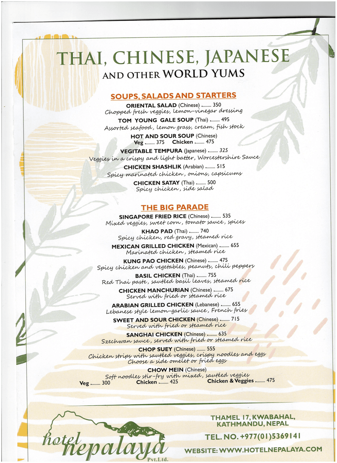 Nepalaya Rooftop Restaurant menu 2